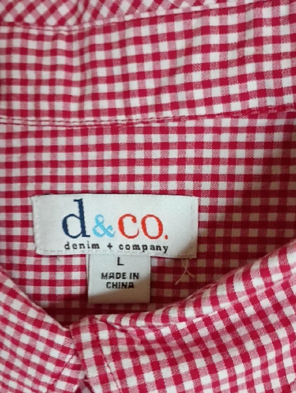 Red Gingham Button-Front Shirt Dress By D&Co - Picture 5 of 8
